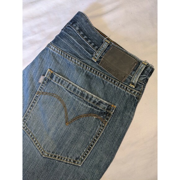 1990s Y2K SILVER TAB Levi's BAGGY brushed Denim Blue Jeans men's size 38 X 32